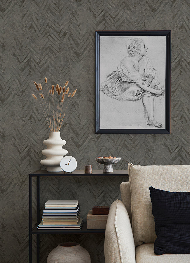 amesemi-dark-grey-distressed-herringbone-wallpaper-york-wallcoverings-4105-86611
