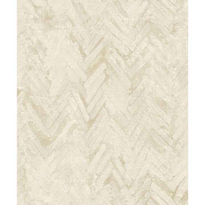 Amesemi Cream Distressed Herringbone Wallpaper - York Wallcoverings - 4105-86613