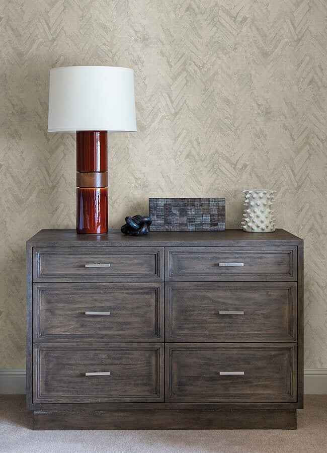 Amesemi Off White Distressed Herringbone Wallpaper - York Wallcoverings - 4105-86614 - York Wallcoverings Wallpaper