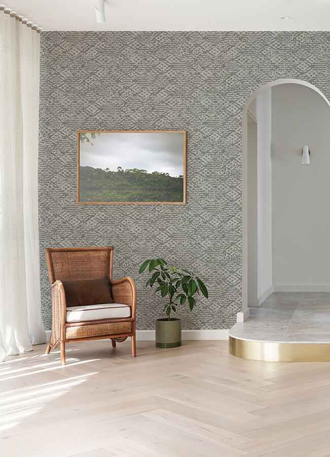 Helene Pewter Glitter Geometric Wallpaper - York Wallcoverings - 4105-86621 - York Wallcoverings Wallpaper