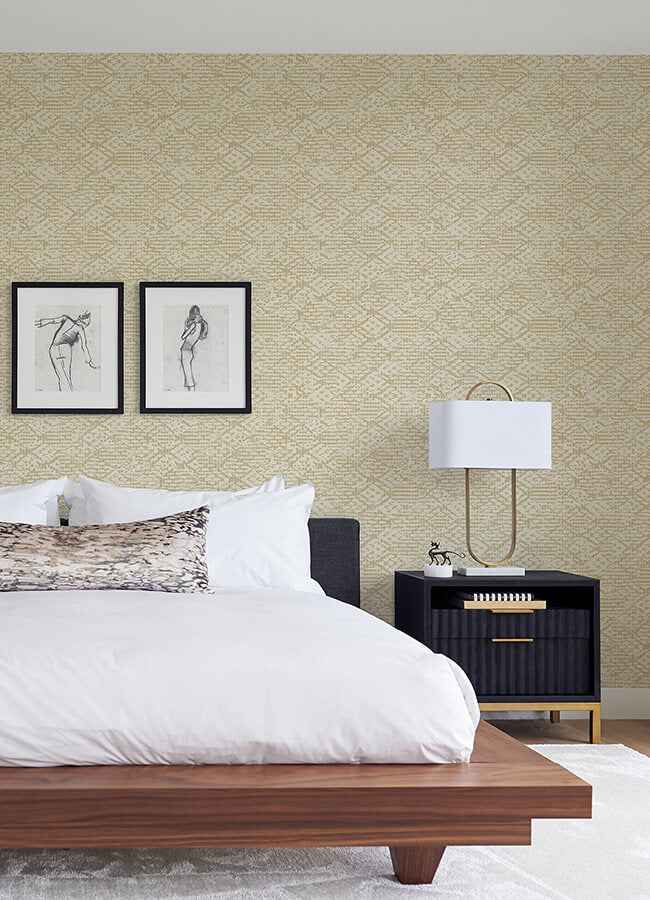 Helene Gold Glitter Geometric Wallpaper - York Wallcoverings - 4105-86622 - York Wallcoverings Wallpaper