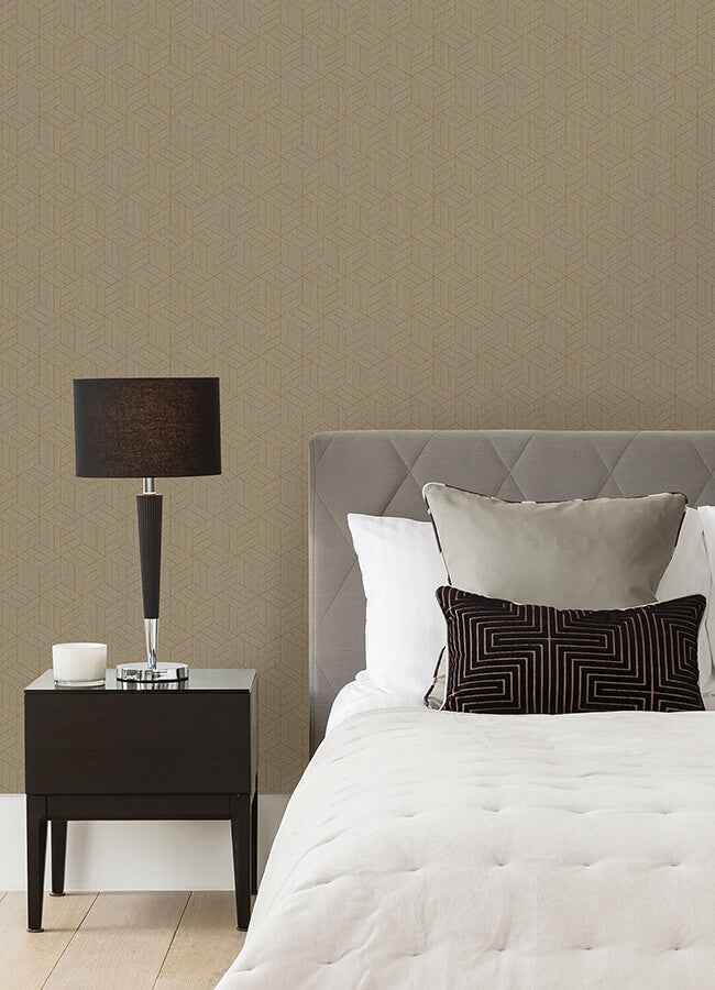 Izarra Copper Geometric Block Wallpaper - York Wallcoverings - 4105-86642 - York Wallcoverings Wallpaper