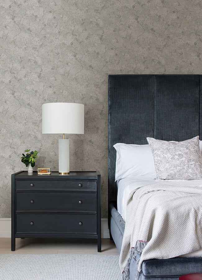 Mahina Pewter Floral Vine Wallpaper - York Wallcoverings - 4105-86650 - York Wallcoverings Wallpaper