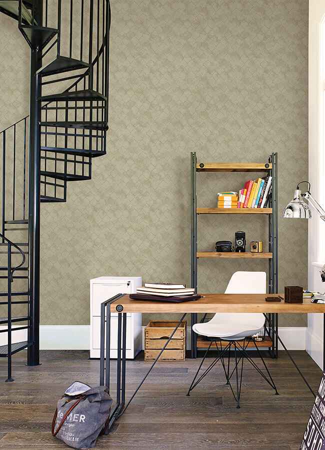 Rauta Gold Hexagon Tile Wallpaper - York Wallcoverings - 4105-86653 - York Wallcoverings Wallpaper