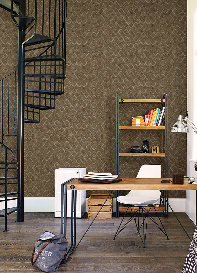 rauta-brass-hexagon-tile-wallpaper-york-wallcoverings-4105-86655 - York Wallcoverings Papel pintado