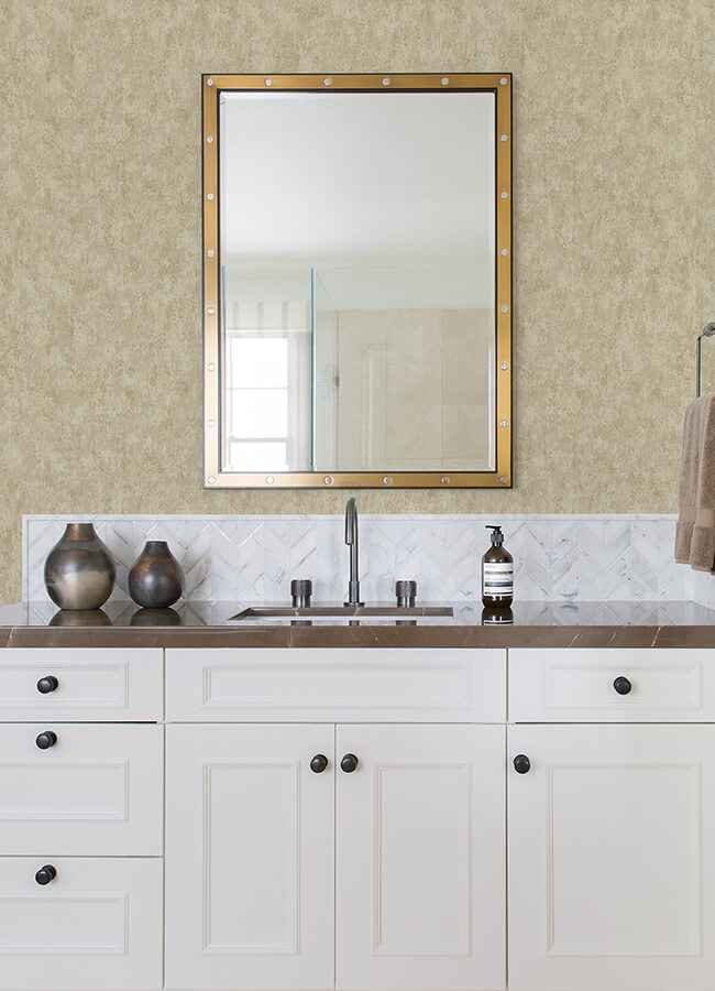 Haliya Champagne Metallic Plaster Wallpaper - York Wallcoverings - 4105-86659 - York Wallcoverings Wallpaper