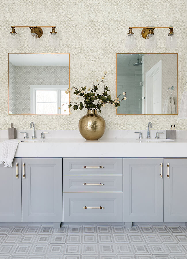 khauta-champagne-floral-geometric-wallpaper-york-wallcoverings-4105-86663 - York Wallcoverings Papel pintado