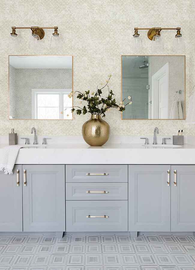 Khauta Champagne Floral Geometric Wallpaper - York Wallcoverings - 4105-86663 - York Wallcoverings Wallpaper