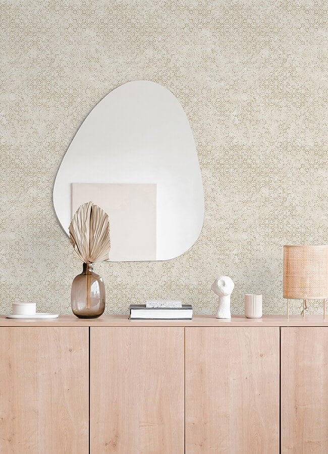 khauta-champagne-floral-geometric-wallpaper-york-wallcoverings-4105-86663 - York Wallcoverings Papel pintado