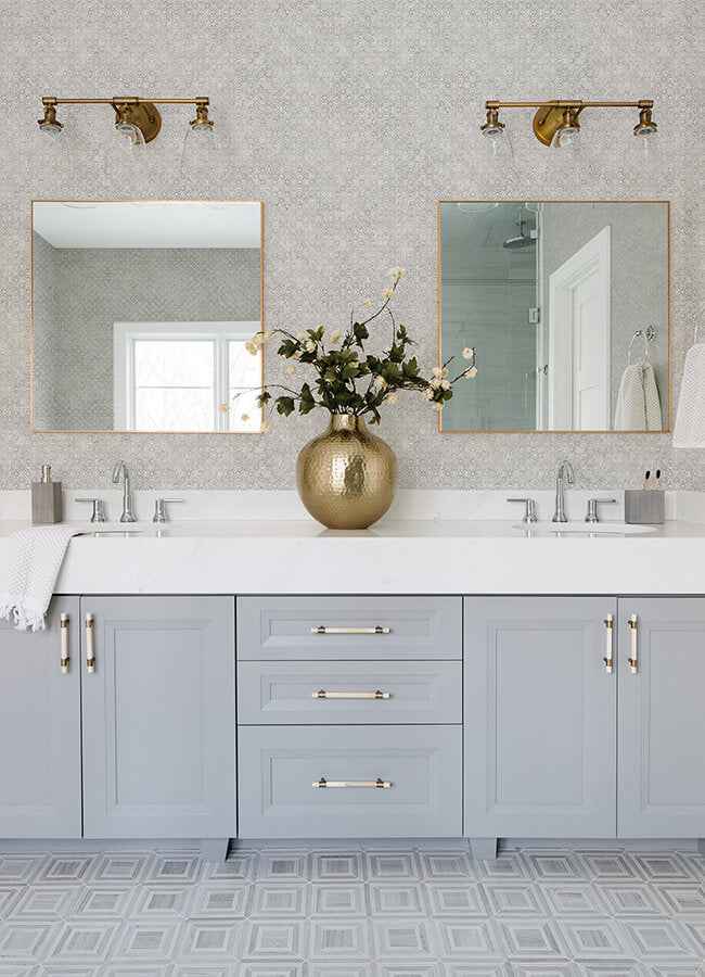 Khauta Sterling Floral Geometric Wallpaper - York Wallcoverings - 4105-86665 - York Wallcoverings Wallpaper