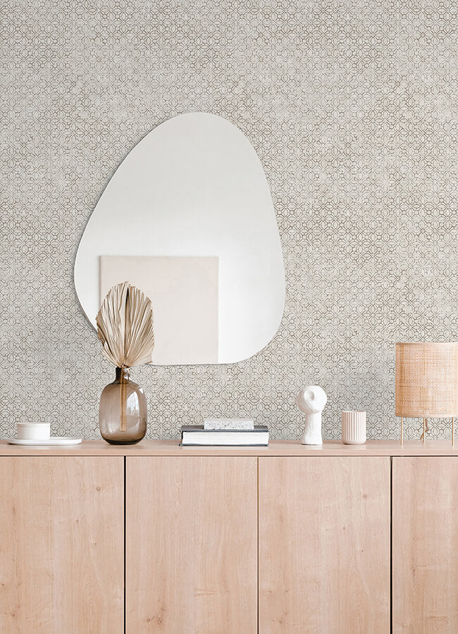 khauta-silver-floral-geometric-wallpaper-york-wallcoverings-4105-86666 - York Wallcoverings Wallpaper
