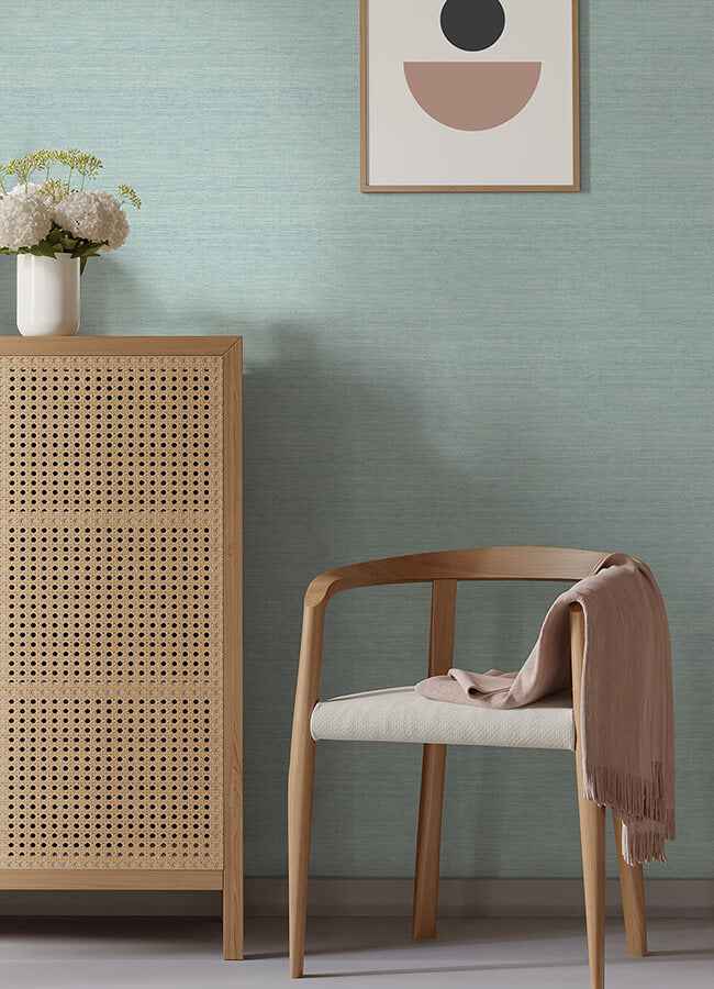 Agave Aqua Faux Grasscloth Wallpaper - York Wallcoverings - 4046-24282 - York Wallcoverings Wallpaper