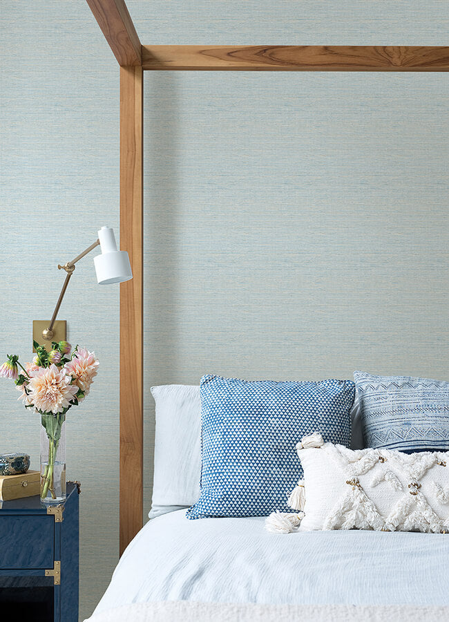 agave-sky-blue-faux-grasscloth-wallpaper-york-wallcoverings-4046-24283 - York Wallcoverings Papel pintado