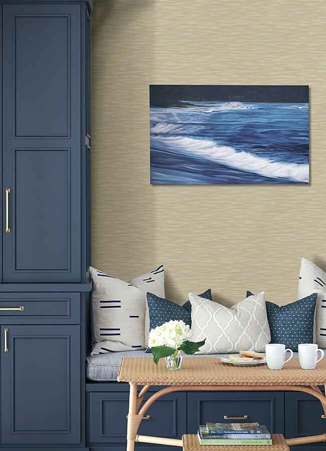 Benson Yellow Faux Fabric Wallpaper - York Wallcoverings - 4046-26156 - York Wallcoverings Wallpaper