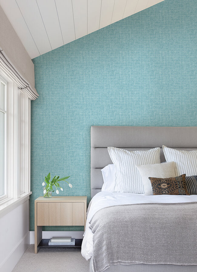 emerson-aqua-linen-wallpaper-york-wallcoverings-4046-26352 - York Wallcoverings Papel pintado