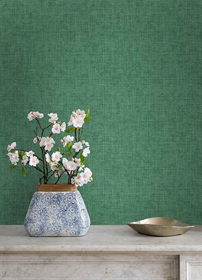 Emerson Jade Linen Wallpaper - York Wallcoverings - 4046-26353 - York Wallcoverings Wallpaper