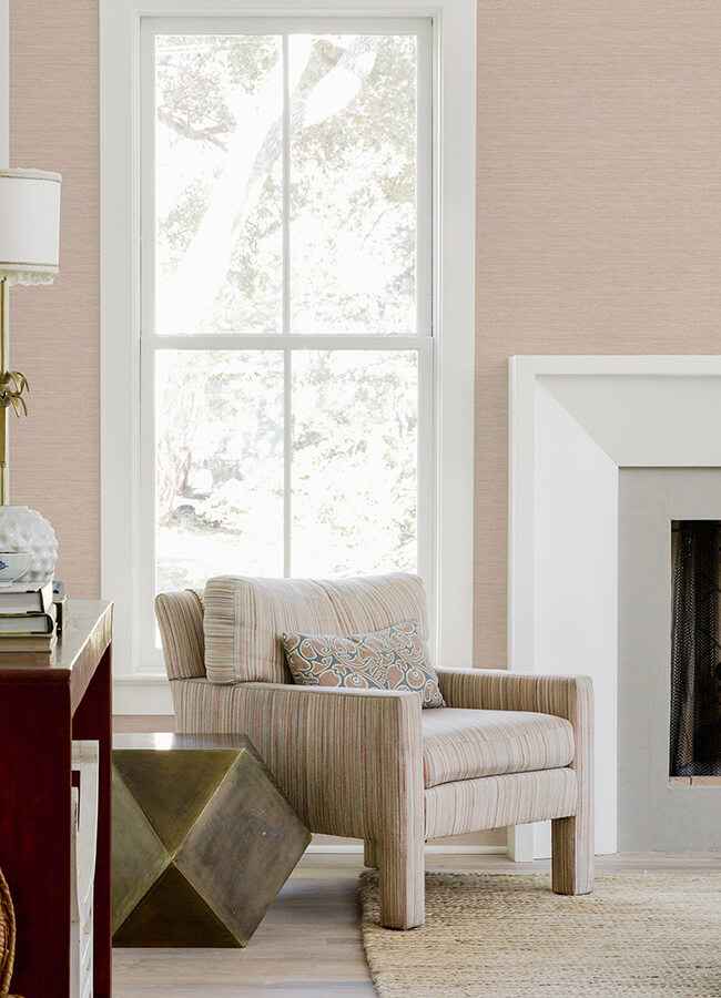 Agave Light Pink Faux Grasscloth Wallpaper - York Wallcoverings - 4046-26498 - York Wallcoverings Wallpaper
