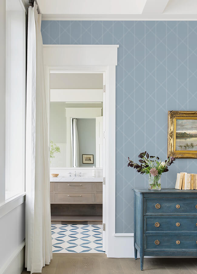 walcott-light-blue-stitched-trellis-wallpaper-york-wallcoverings-4074-26607 - York Wallcoverings Papel pintado