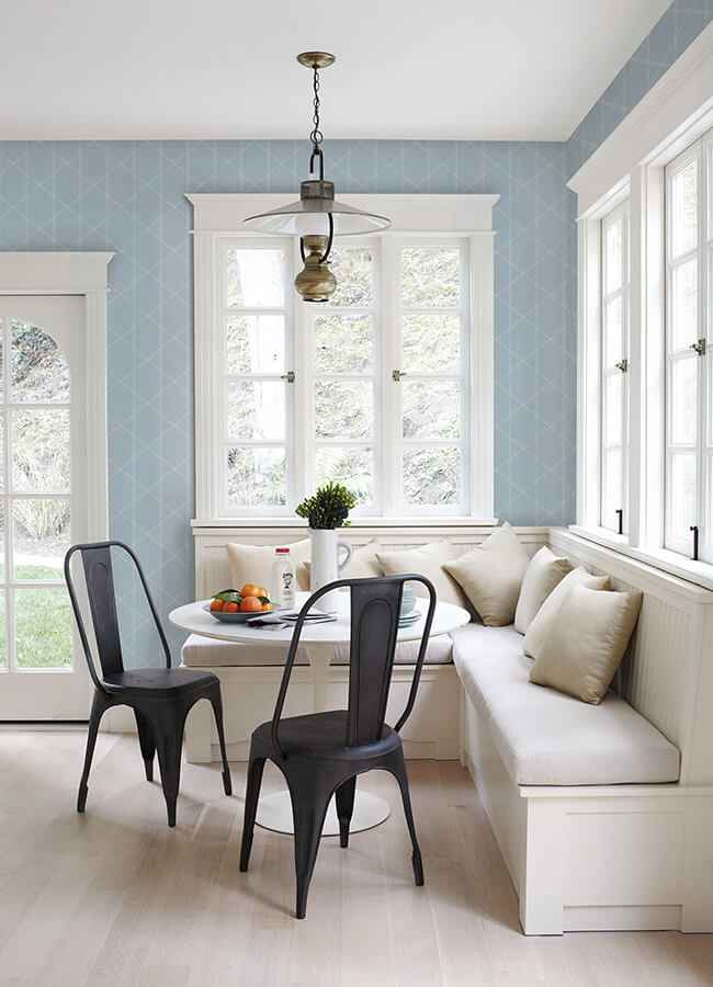 Walcott Light Blue Stitched Trellis Wallpaper - York Wallcoverings - 4074-26607 - York Wallcoverings Wallpaper