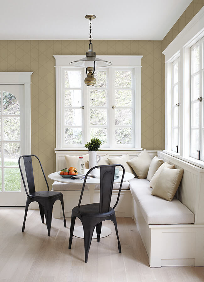 walcott-taupe-stitched-trellis-wallpaper-york-wallcoverings-4074-26610 - York Wallcoverings Papel pintado