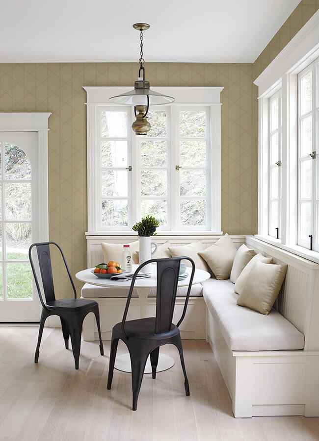 Walcott Taupe Stitched Trellis Wallpaper - York Wallcoverings - 4074-26610 - York Wallcoverings Wallpaper