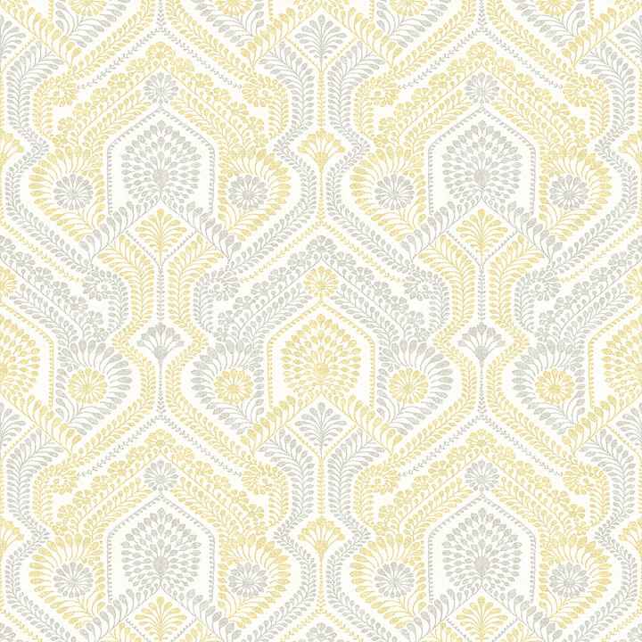 Fernback Yellow Ornate Botanical Wallpaper - York Wallcoverings - 4074-26615 - York Wallcoverings Wallpaper
