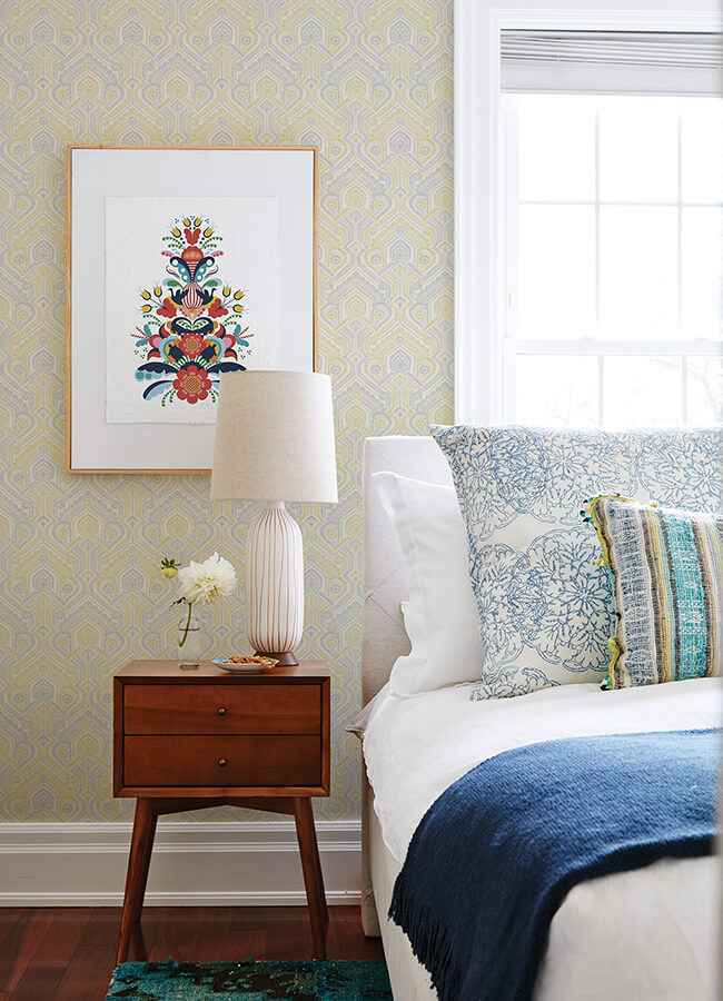 Fernback Yellow Ornate Botanical Wallpaper - York Wallcoverings - 4074-26615 - York Wallcoverings Wallpaper