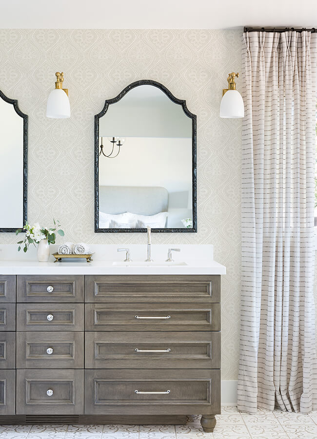 scout-light-grey-floral-ogee-wallpaper-york-wallcoverings-4074-26639 - York Wallcoverings Wallpaper