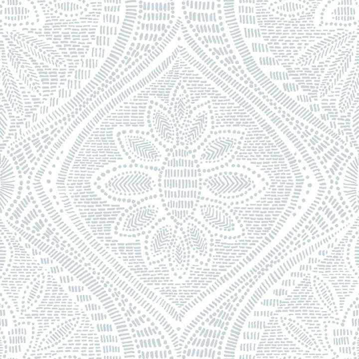 Scout Light Blue Floral Ogee Wallpaper - York Wallcoverings - 4074-26642