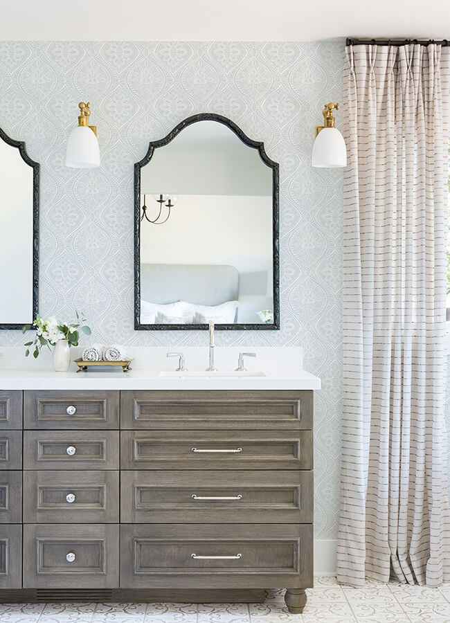 Scout Light Blue Floral Ogee Wallpaper - York Wallcoverings - 4074-26642 - York Wallcoverings Wallpaper