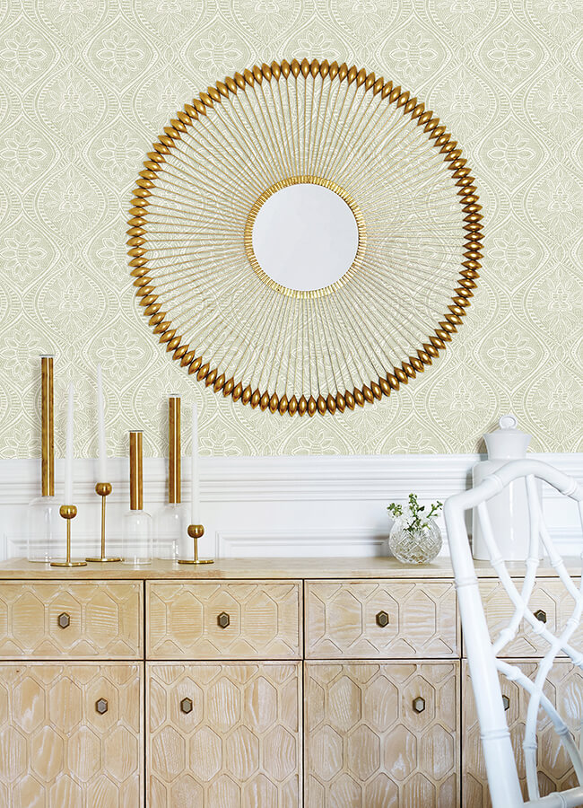 scout-moss-floral-ogee-wallpaper-york-wallcoverings-4074-26643 - York Wallcoverings Papel pintado