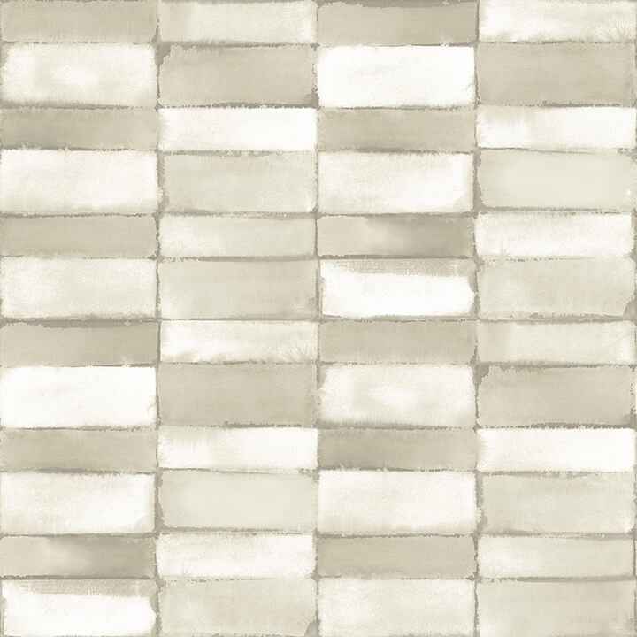 Braden Taupe Tile Wallpaper - York Wallcoverings - 4074-26646