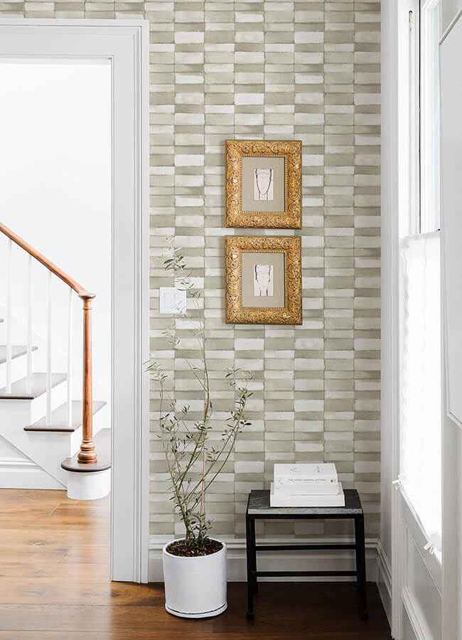 Braden Taupe Tile Wallpaper - York Wallcoverings - 4074-26646 - York Wallcoverings Wallpaper