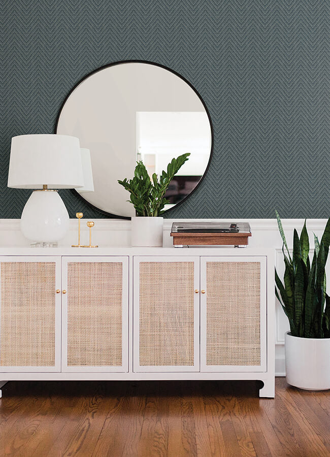 glynn-teal-chevron-wallpaper-york-wallcoverings-4074-26654 - York Wallcoverings Papel pintado