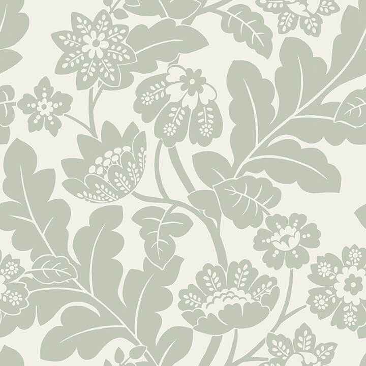 Augusta Silver Flock Damask Wallpaper - York Wallcoverings - 4074-87378 - York Wallcoverings Wallpaper