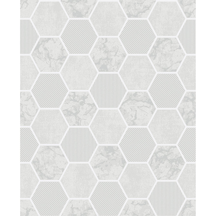 Ceramica Grey Hexagon Tile Wallpaper - York Wallcoverings - FD42411 - York Wallcoverings Wallpaper