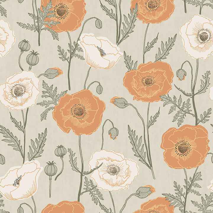 Spice Poppy Field Peel and Stick Wallpaper - York Wallcoverings - JHS5026 - York Wallcoverings Wallpaper