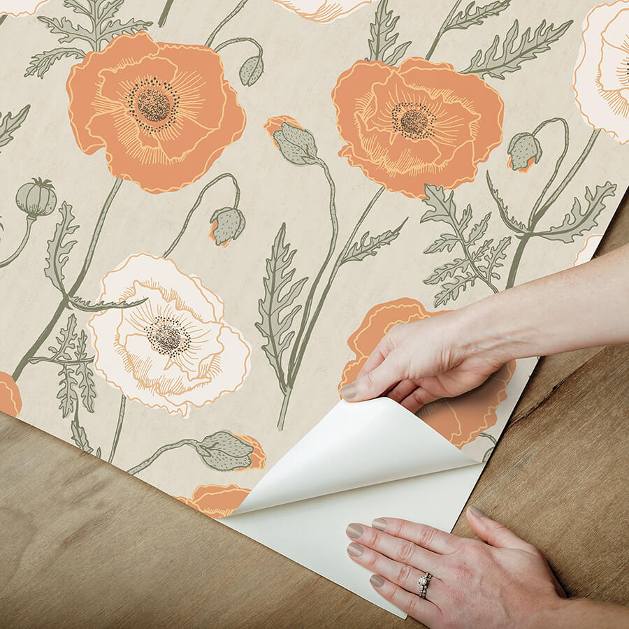 spice-poppy-field-peel-and-stick-wallpaper-york-wallcoverings-jhs5026 - York Wallcoverings Wallpaper