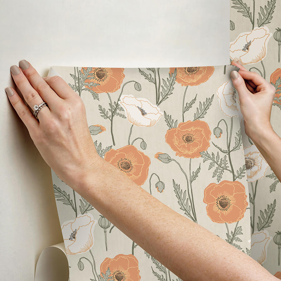 spice-poppy-field-peel-and-stick-wallpaper-york-wallcoverings-jhs5026 - York Wallcoverings Wallpaper