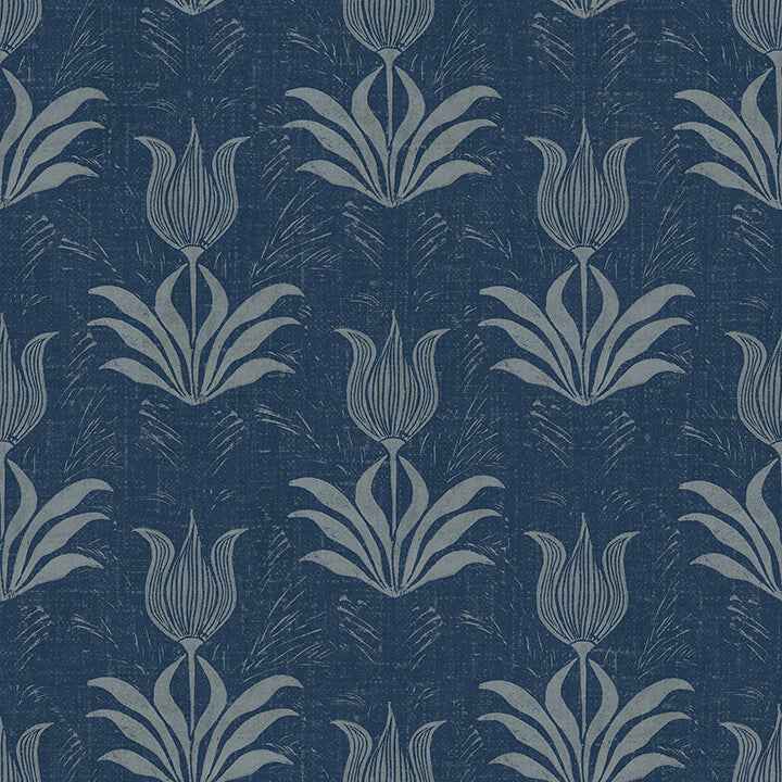 Navy Parrot Tulip Peel and Stick Wallpaper - York Wallcoverings - JHS5034 - York Wallcoverings Wallpaper