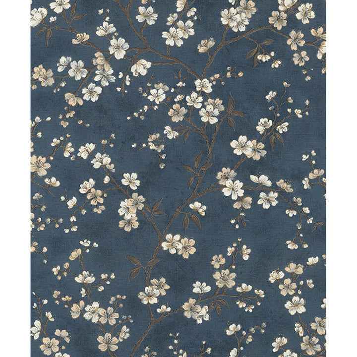 Tsubomi Blue Cherry Blossom Wallpaper - York Wallcoverings - RH456738 - York Wallcoverings Wallpaper
