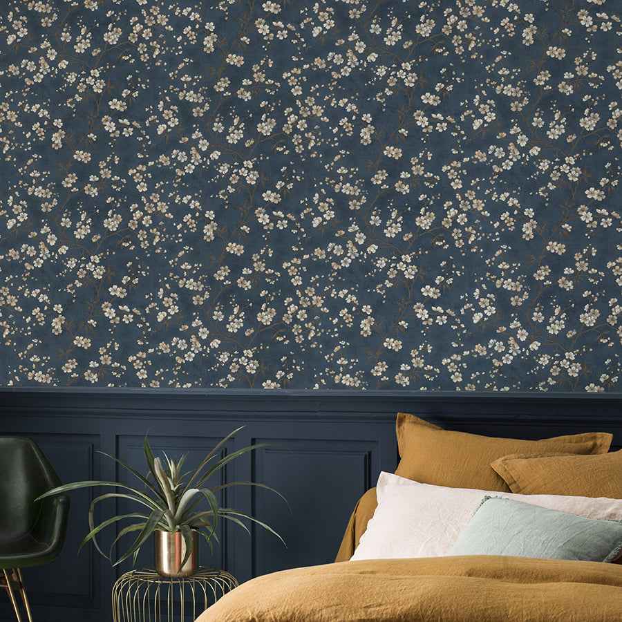 Tsubomi Blue Cherry Blossom Wallpaper - York Wallcoverings - RH456738 - York Wallcoverings Wallpaper