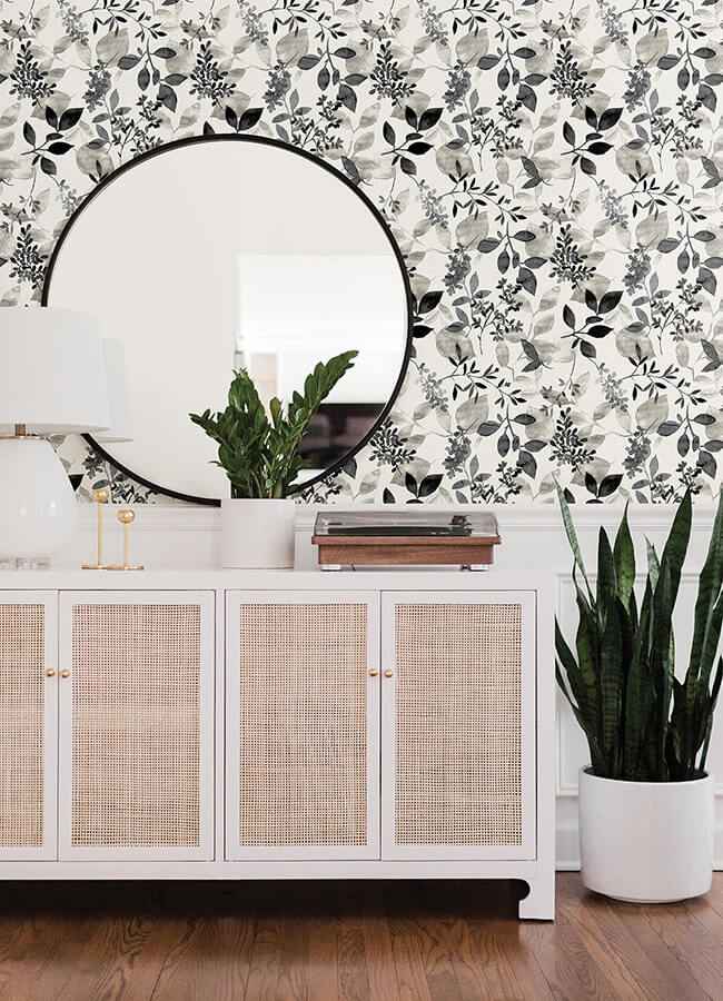 Black Breezy Peel and Stick Wallpaper - York Wallcoverings - NUS4983 - York Wallcoverings Wallpaper
