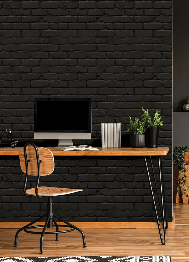 Black Amsterdam Brick Peel and Stick Wallpaper - York Wallcoverings - NUS4842 - York Wallcoverings Wallpaper