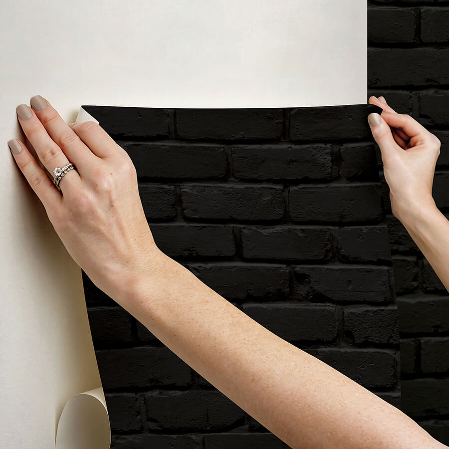 black-amsterdam-brick-peel-and-stick-wallpaper-york-wallcoverings-nus4842 - York Wallcoverings Wallpaper