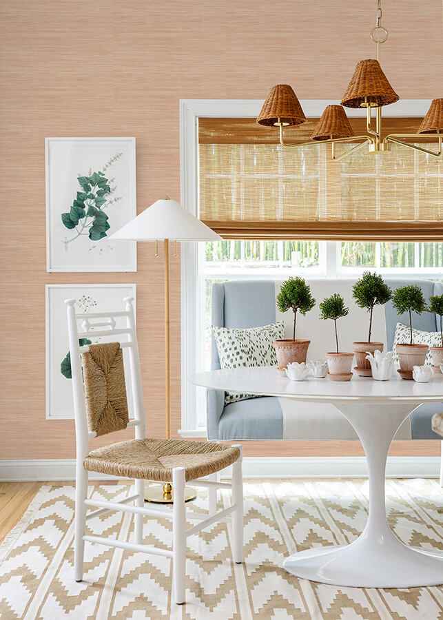 Apricot Classic Faux Grasscloth Peel and Stick Wallpaper - York Wallcoverings - SSS6011 - York Wallcoverings Wallpaper