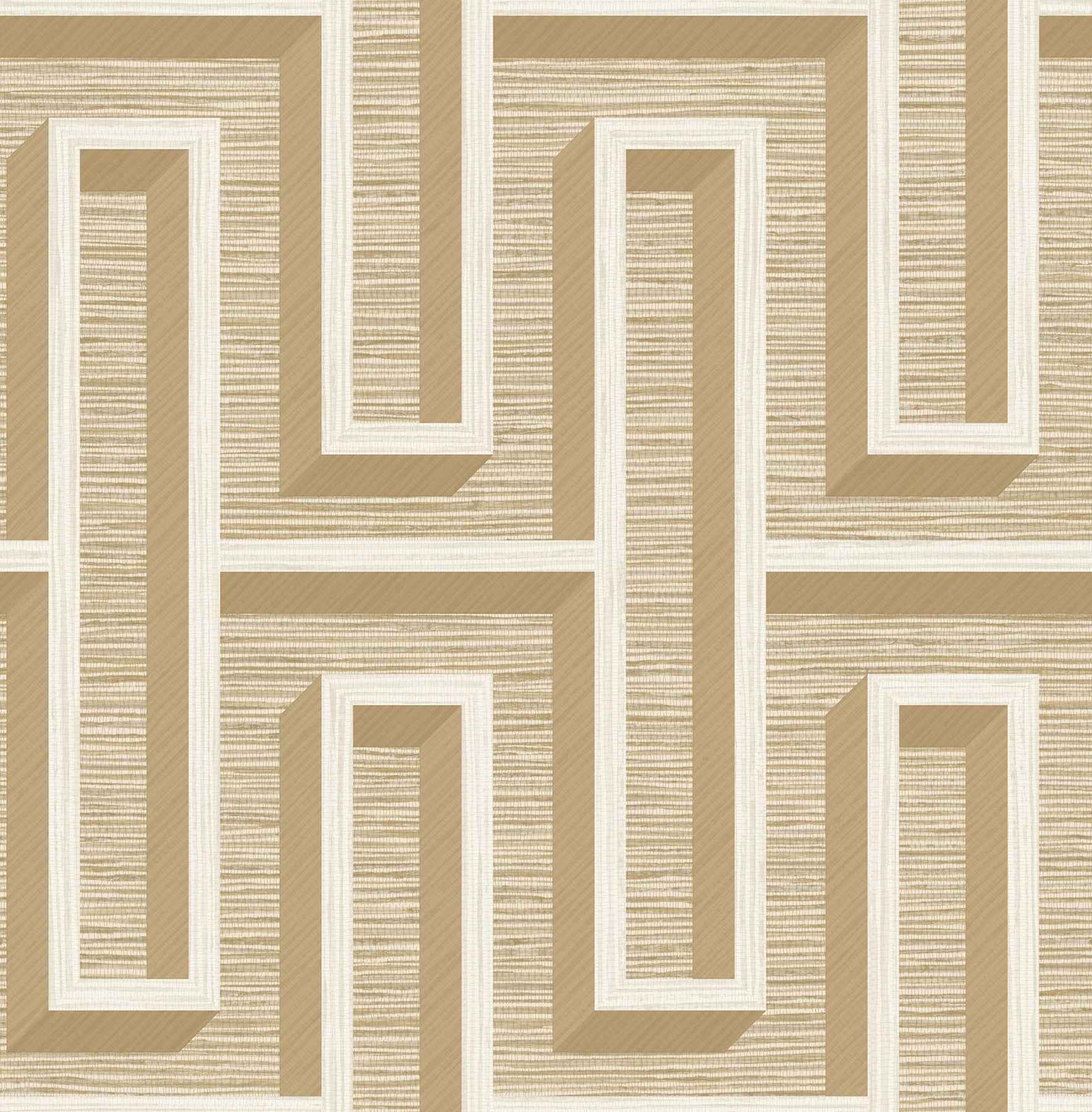 Henley Wheat Geometric Grasscloth Wallpaper - York Wallcoverings - 4125-26721