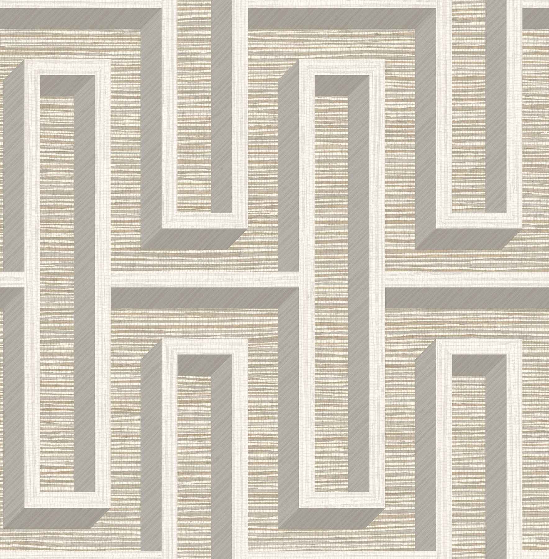 Henley Taupe Geometric Grasscloth Wallpaper - York Wallcoverings - 4125-26725