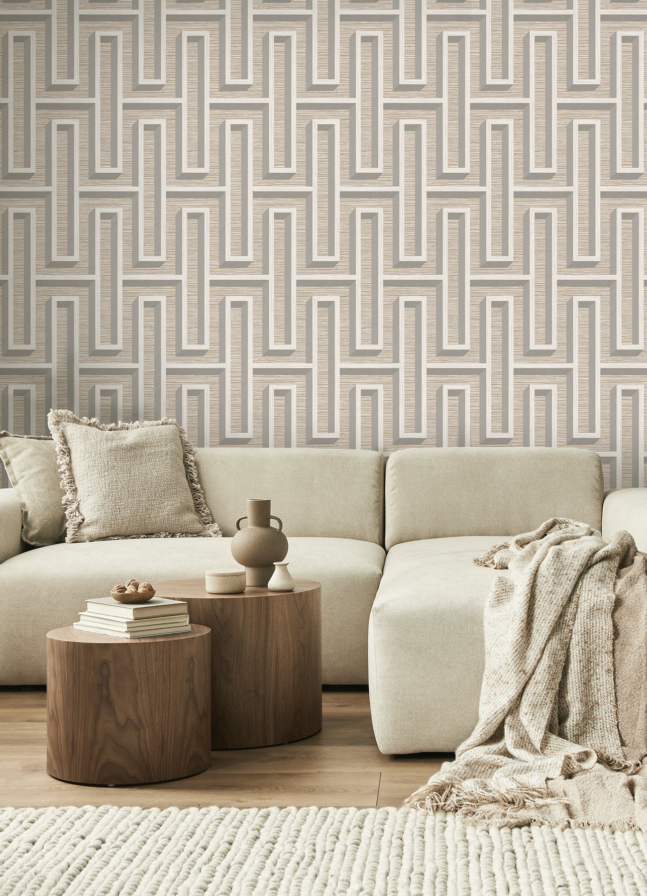 henley-taupe-geometric-grasscloth-wallpaper-york-wallcoverings-4125-26725 - York Wallcoverings Wallpaper