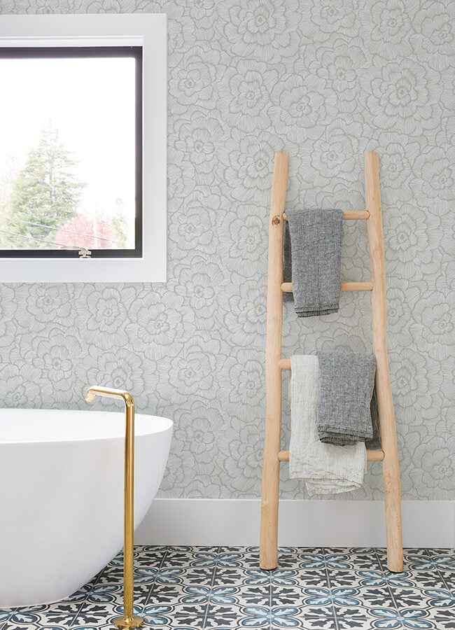 Periwinkle Light Grey Textured Floral Wallpaper - York Wallcoverings - 4120-26036 - York Wallcoverings Wallpaper